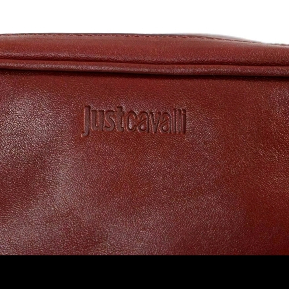 ❗️ JUST CAVALLI BURGUNDY  Leather Bag  ❗️ - Picture 6 of 12